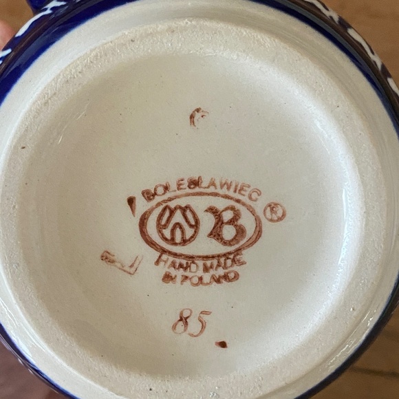 Polish Pottery Blue Diamond Pattern Mug - Picture 3 of 5
